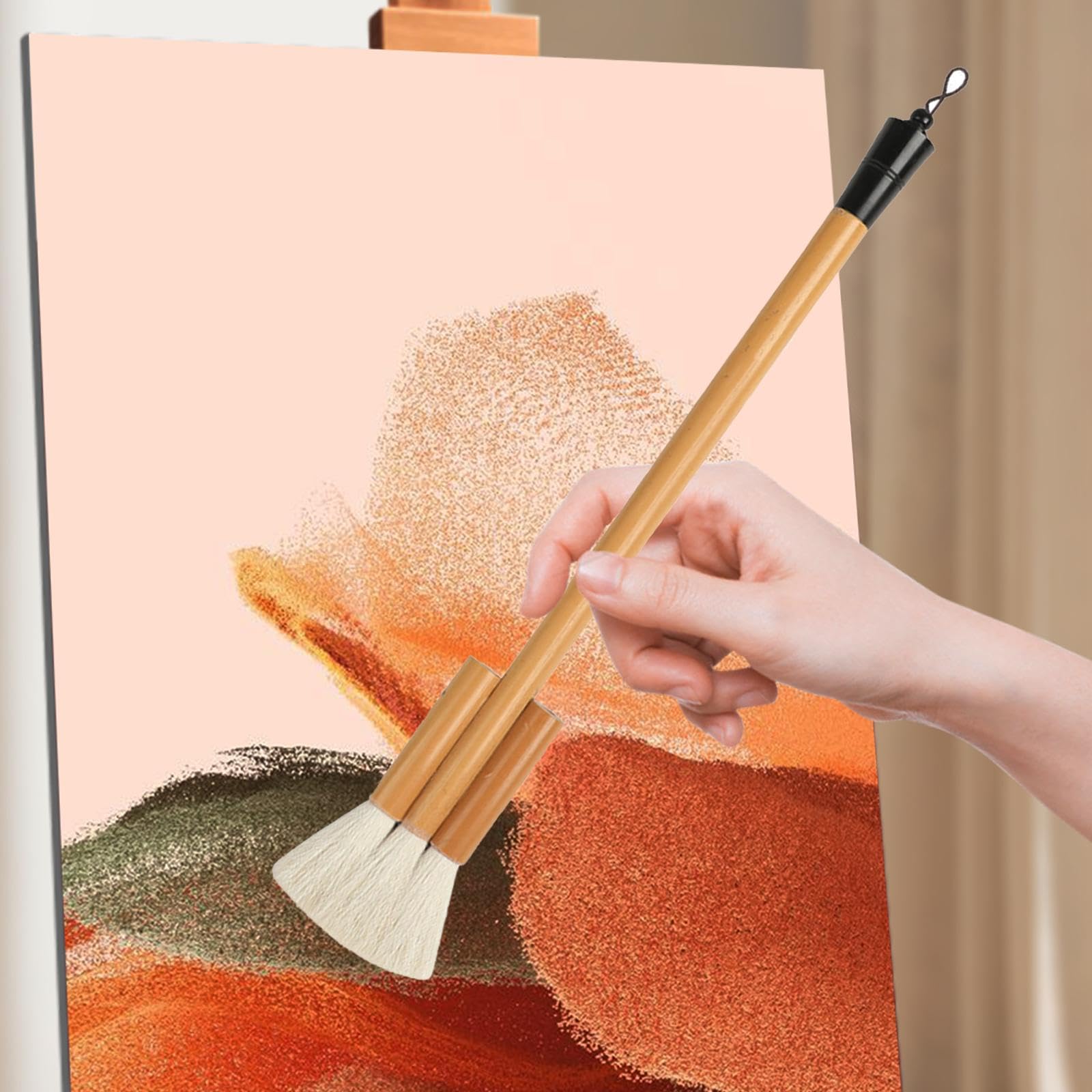 Künstler-Aquarellpinsel, Ziegenhaar, flach, Holzgriff, 3er Set