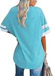 Famulily Women's Oversized Tshirt Color Block Basic Tops Striped Half Sleeve Tunic Blouse S-XXL