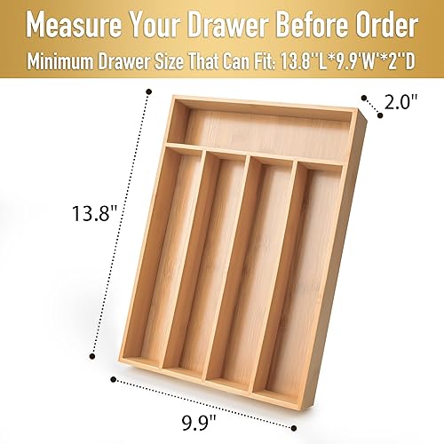 Miniatura 39 de Organizador de cubiertos de bambú, organizador de cajones de cocina, organizador de cubiertos de bambú en cajón, bandeja organizadora de cubiertos