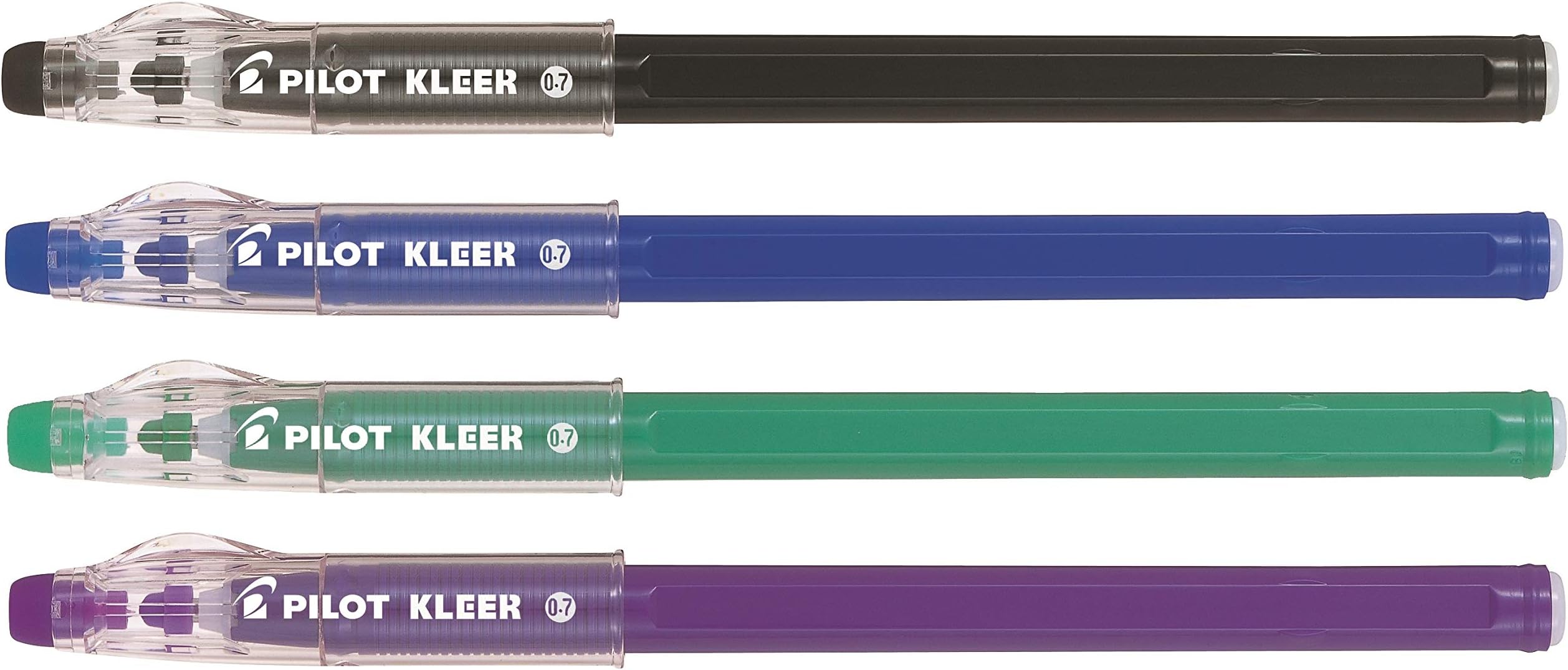 PilotKleer Erasable Ballpoint Pens 0.7mm Assorted Colours - Pack 4