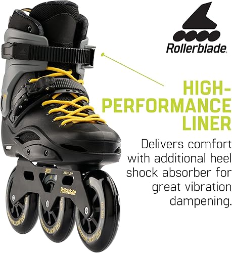Miniatura 5 de Rollerblade RB 110 - Patines en línea unisex para adultos, negroamarillo azafrán, patines en línea de rendimiento urbano