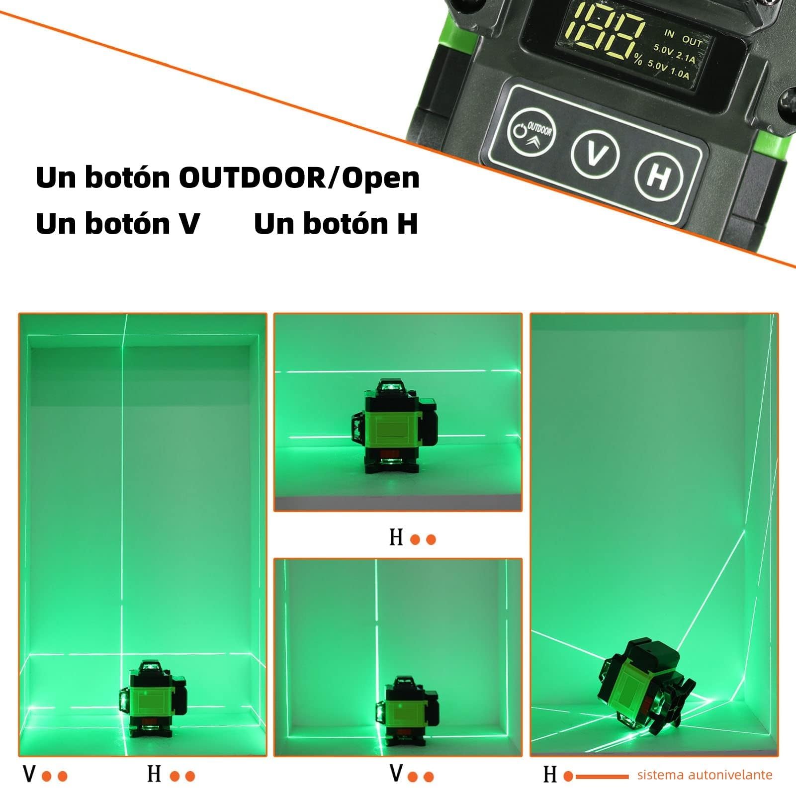 Geevorks Nivel Laser Nivel Láser Autonivelante 4 x 360,4D 16 Líneas Verde Profesional,Base Magnética Giratoria 360°,2 Batería,Control Remoto y por Móvil