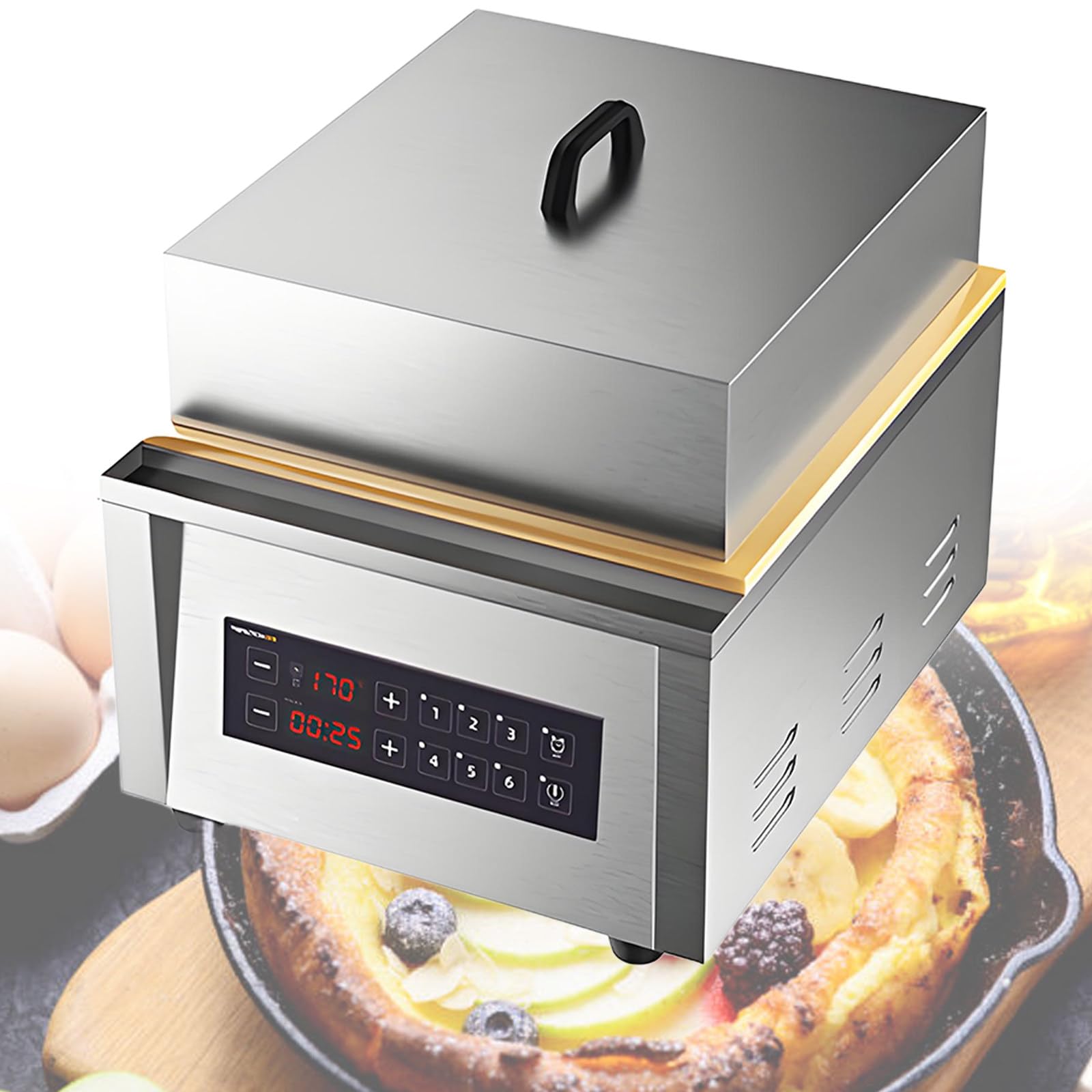 Piastra Elettrica da Banco per Soufflé E Dorayaki, Riscaldamento Rapido E Uniforme, Corpo in Acciaio Inox, Piastre Riscaldanti in Rame Puro, per Bar E Caffetterie 6pcs
