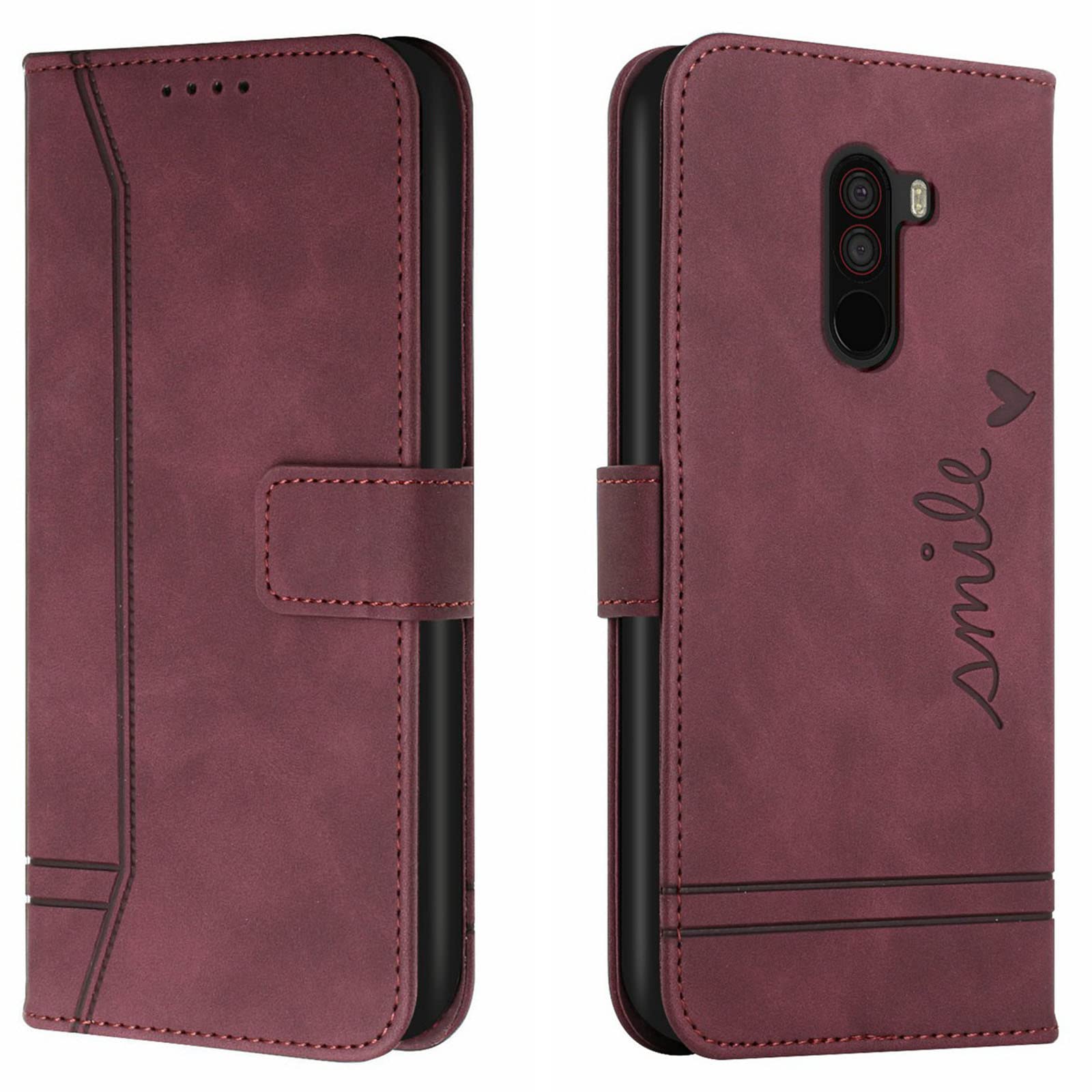 SLWYF Cover per Xiaomi Pocophone F1, Magnetica Cover a Libro con Slot per Schede, Custodia in PU Pelle Portafoglio per Xiaomi Pocophone F1, Blu