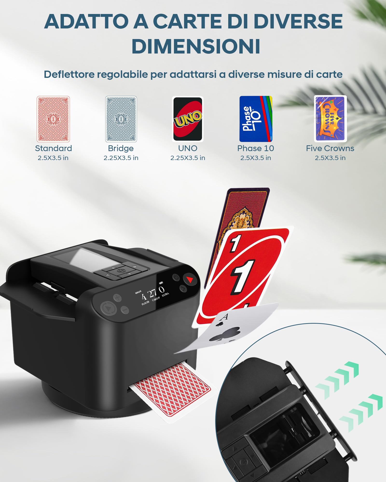 Mescolatore e Distributore Automatico di Carte – Rotazione 360° per 1–2 Mazzi, 2–12 Giocatori con 4 Telecomandi | Modalità di Gioco Integrate, Ricaricabile & Silenzioso per Poker, UNO, Phase 10 (Nero)
