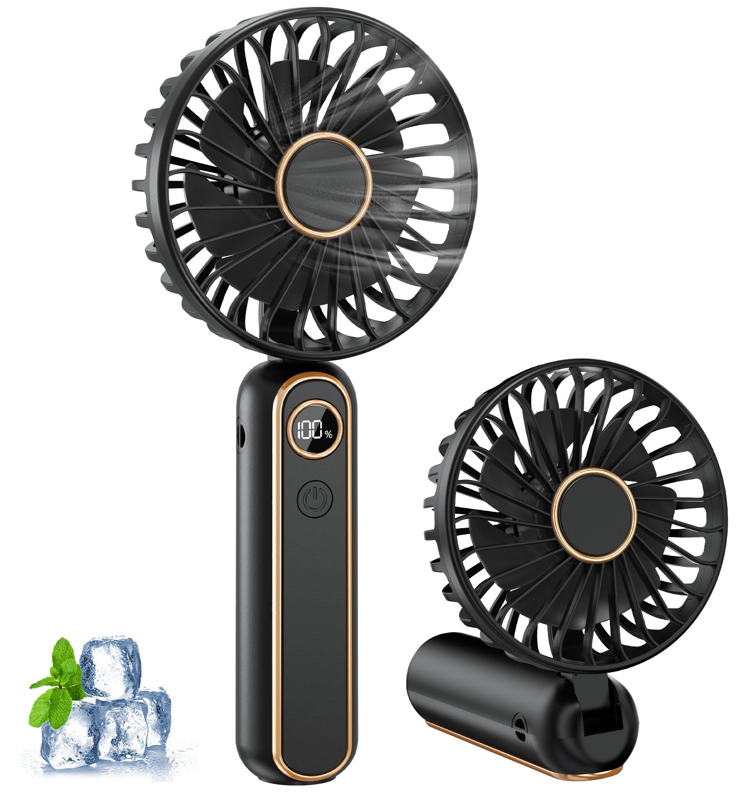 PALATALA Handheld Fan, Powerful Hand Held Fan Rechargeable with 6 Speeds, Portable Fan Handheld with LED Display, 4000mAh Hand Fan for Home Office Travel Bedroom Outdoor Travel (BLACK)