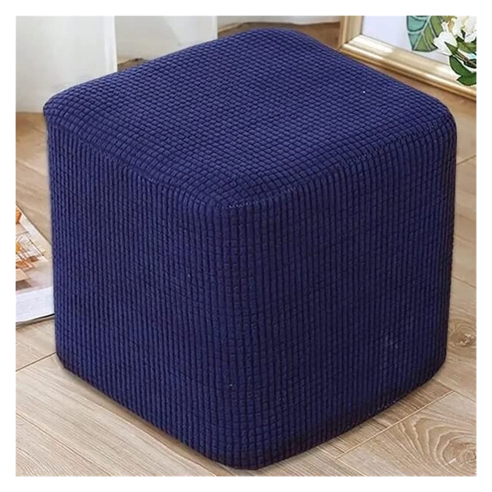 Aqigr #5 Square Ottoman Slipcover Footstool Protector Covers Stool Ottoman Covers Stretch With Elastic Bottom, Feature Textured Checked Fabric Machine Washable (Color : Size : 38X38cm)