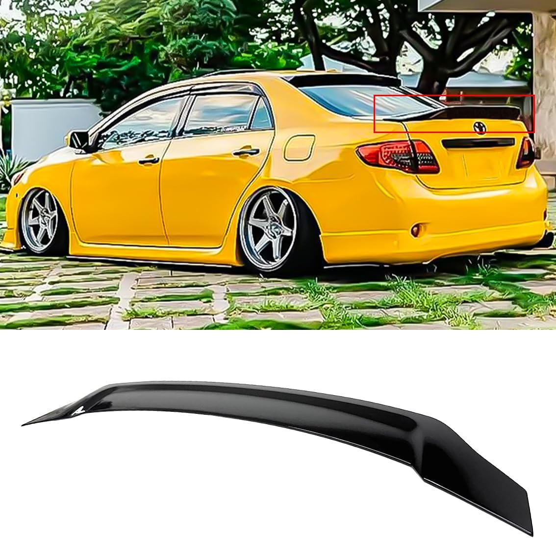 for 2009-2013 Toyota Corolla RS Style Glossy Black HIGH Kick Trunk Spoiler Wing