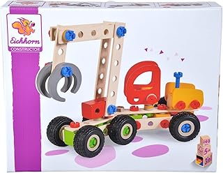 Eichhorn 100039058 Constructor Harvester, 140 Pieces, Wooden Construction Set, 3 Different Model Variations, Buildable, FSC 100% Certified Beech Wood, Colourful