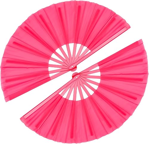13 Inch Clack Popping Line Dancing Fans Large Foldable Hand Fans for Rhythmic Sound Dance Performance (Pink 2Pcs)