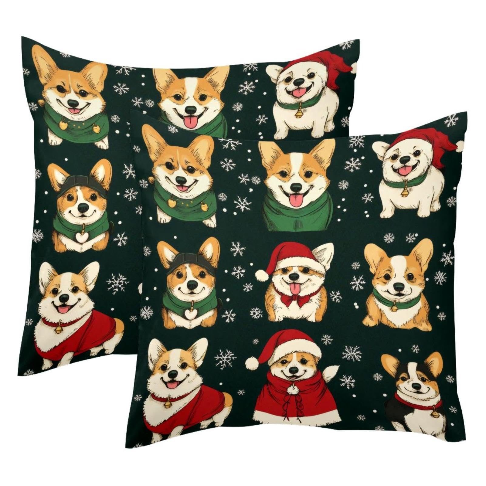 Housses de coussin velours 50x50 cm Noël lot de 2 pour décoration de canapé