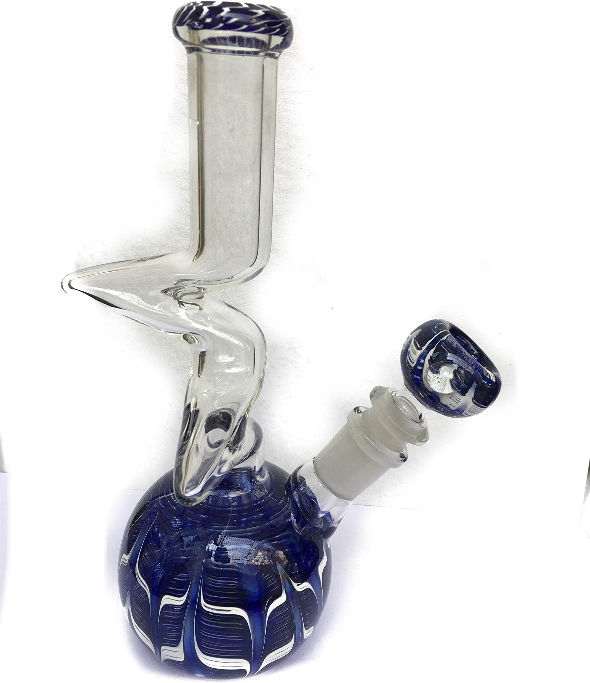 Zig Zag 9 Inch Tall Glass Bong .LeafGlass USA 8 inch Glass Bong Waterpipe with Ice and Filter Glass Water Chamber for Smoking