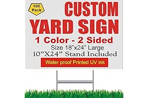 Custom Yard Sign: 100 Pack Personalized 18x24" Signs for Real Estate, Business, and Events