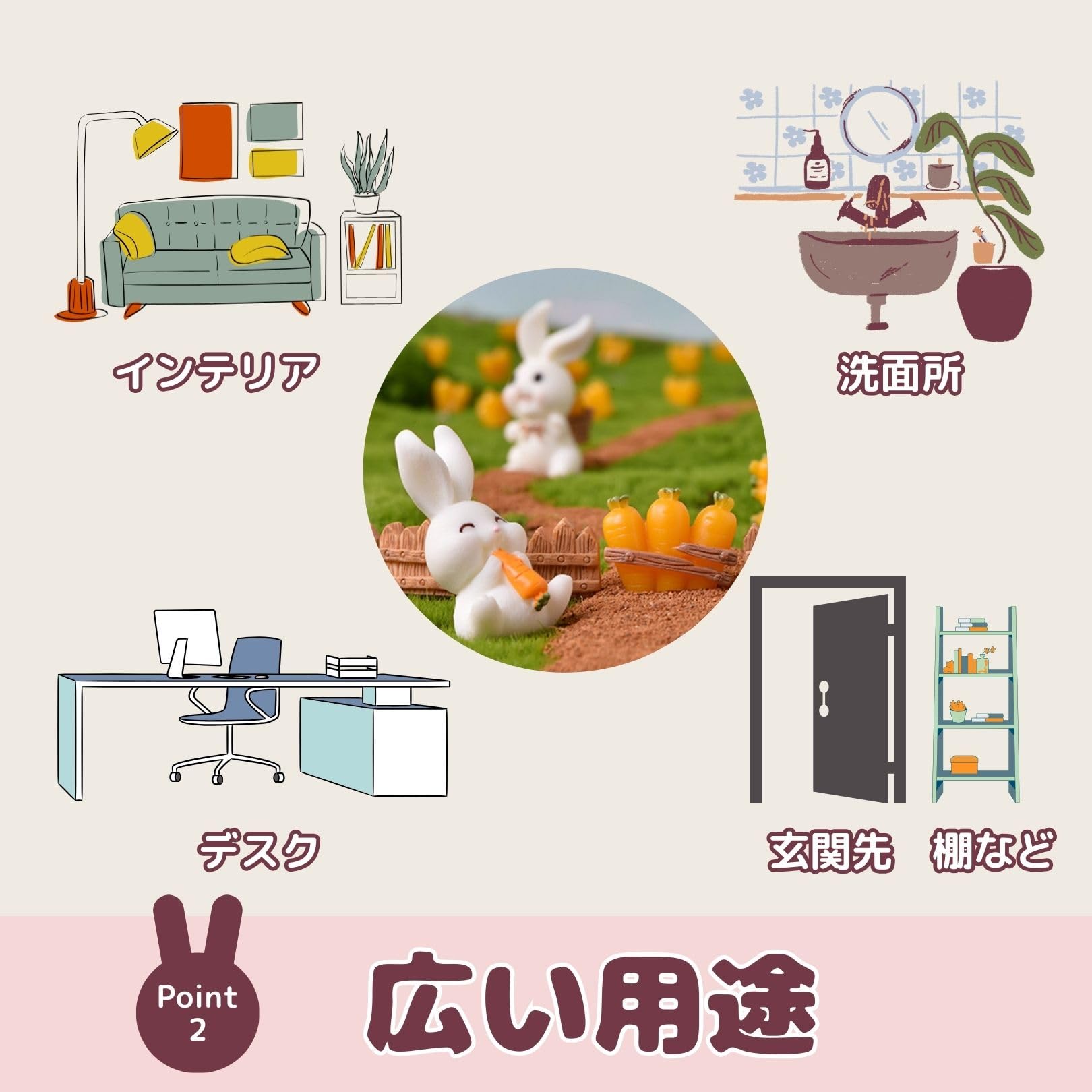 Amazon.co.jp: WATASHINO ウサギ置物 動物フィギュア 兎 ミニチュア