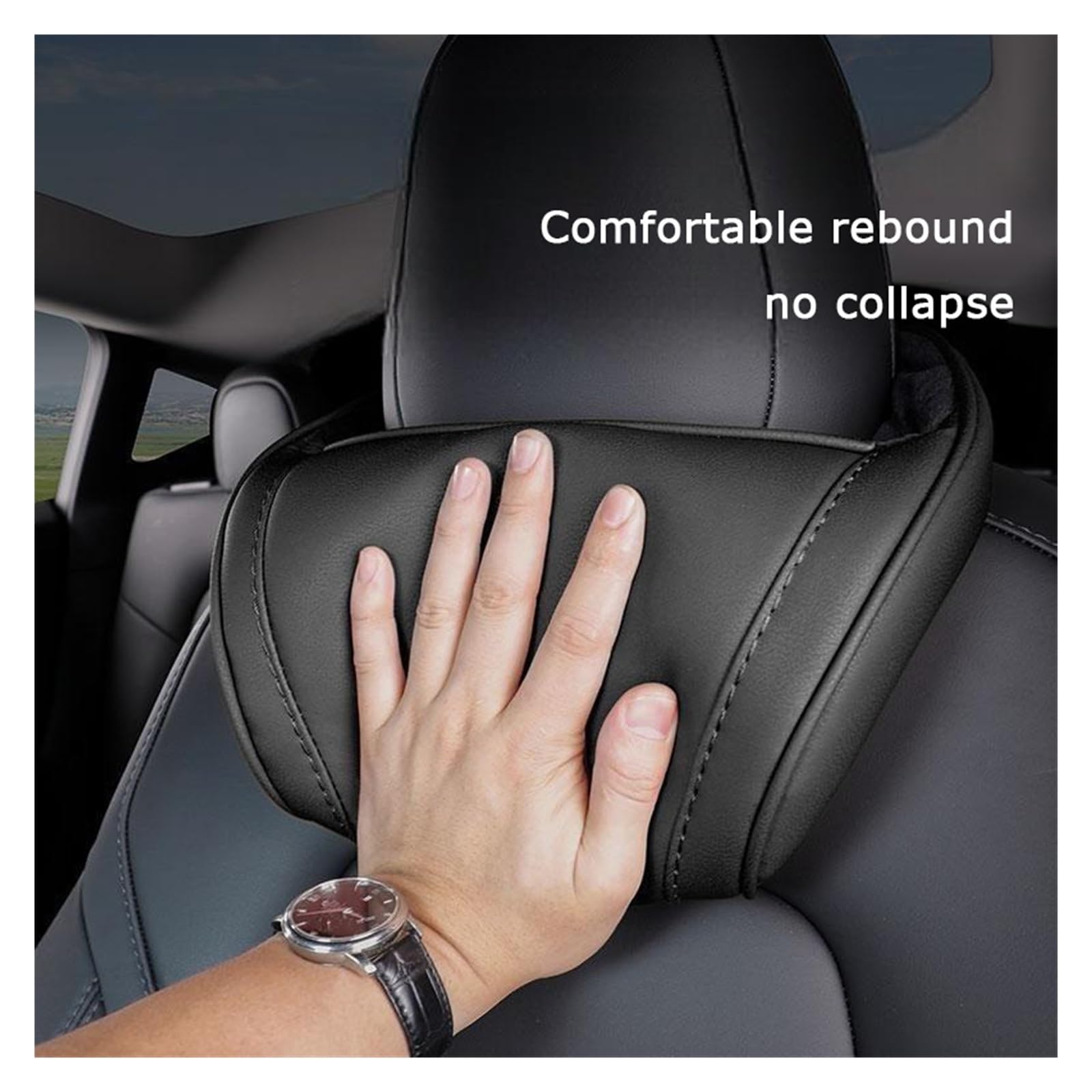 Poggiatesta Auto Cuscino for il collo del poggiatesta del sedile automatico del poggiatesta del seggiolino auto adatto for gli interni dell'auto(White 2pcs)