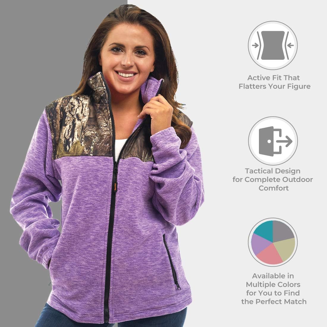 TrailCrest Women's C-Max Full Zip Polar Fleece Jacket Mossy Oak Camo Patterns - Image 4