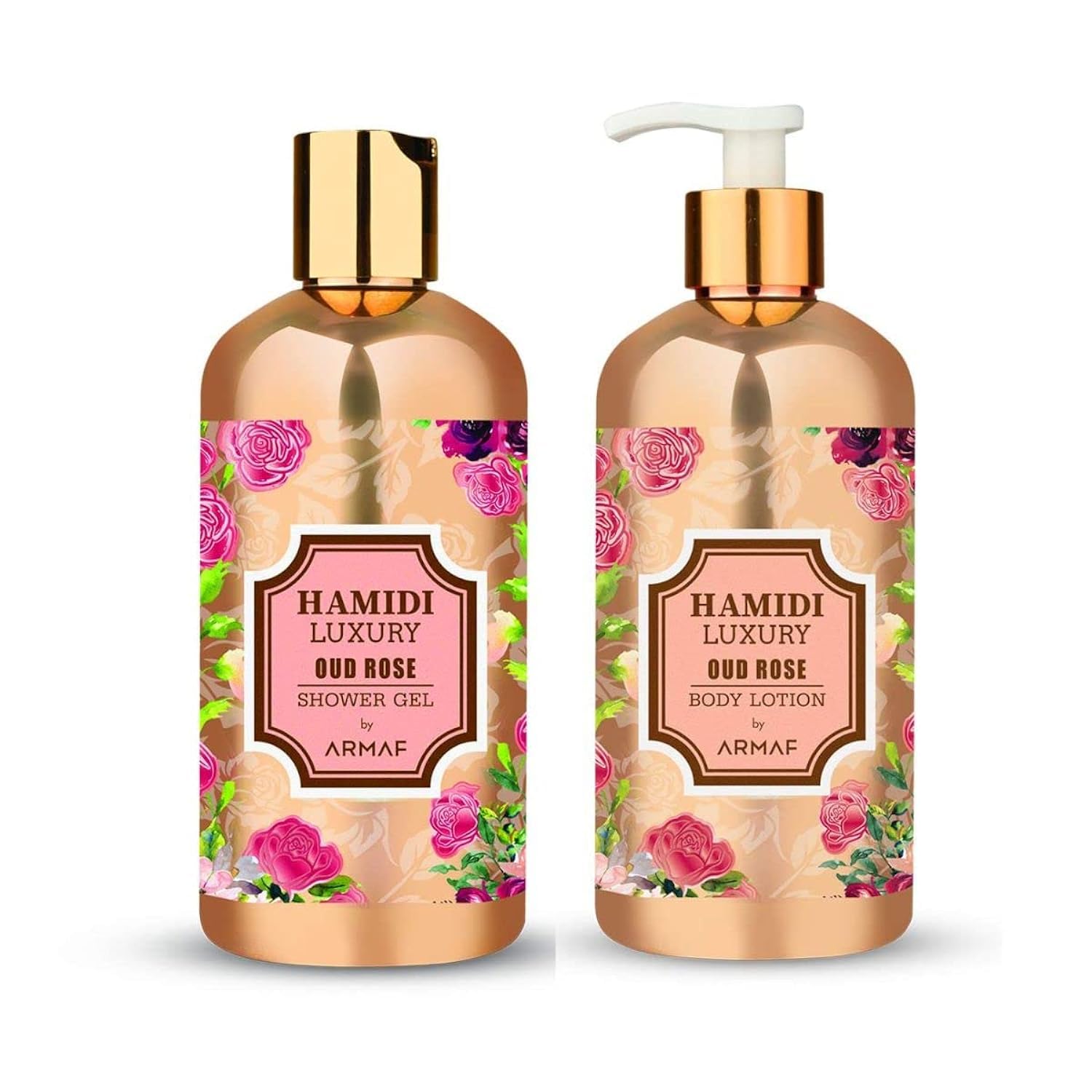 Oud Rose Body Care Kit, Luxury Oud Rose Body Lotion 500ml & Luxury Oud Rose Shower Gel 500ml, Ultra Moisturizing, Feel Soft, For Unisex