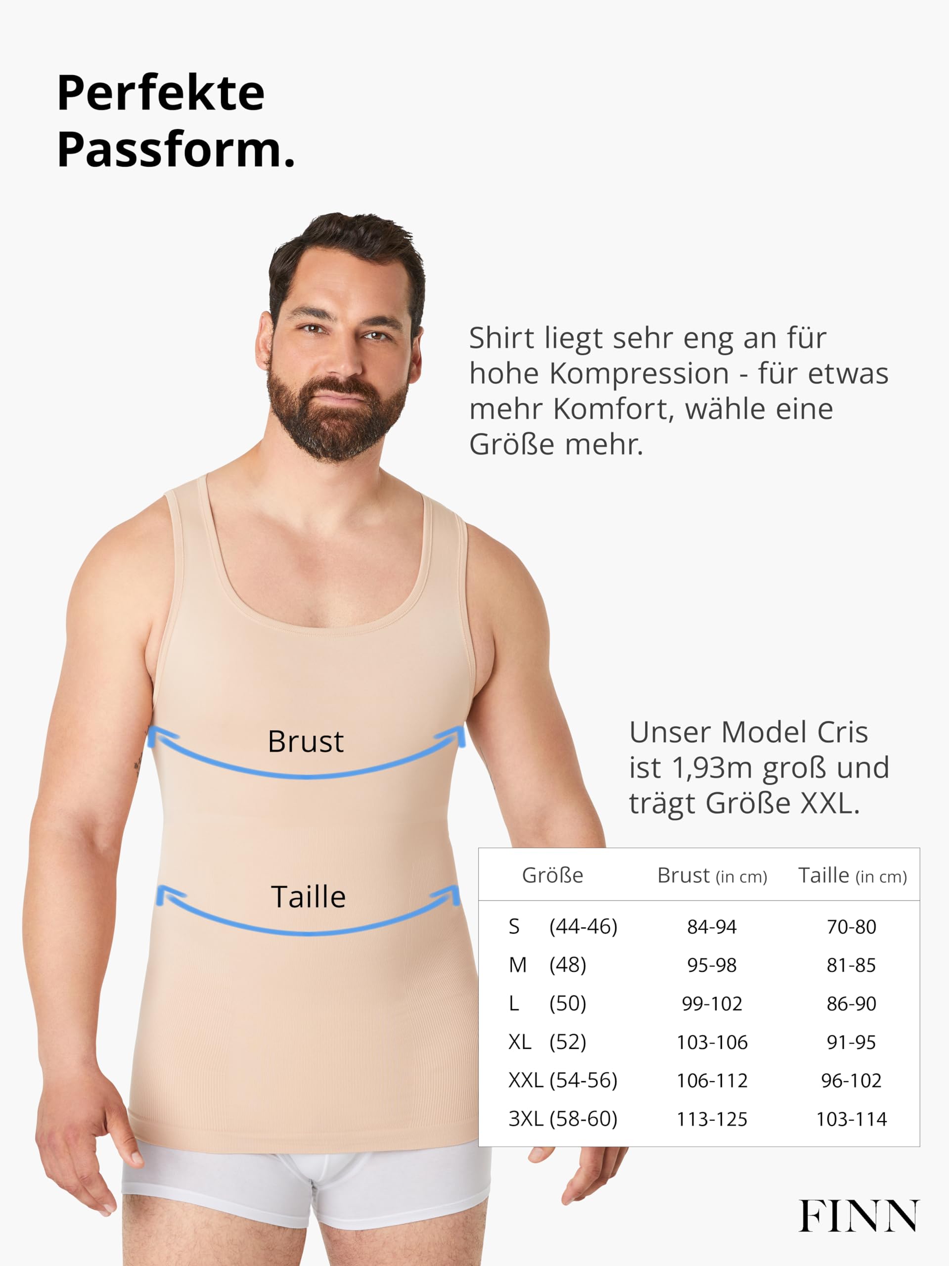 FINN Camiseta de compresión sin costuras para hombre con efecto de barriga, moldeadora de figura, sin costuras, camiseta interior moldeadora para un vientre plano