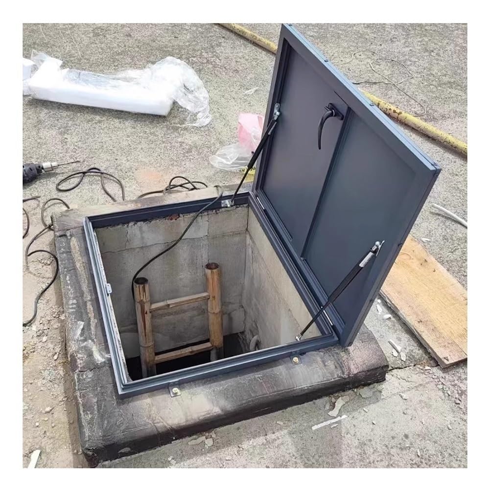Rygcrud Gray Roof Hatch Door Skylight, Galvanized Steel Plate - Maintenance Hatch With Aluminum Frame, Customizable Size, Emergency Escape For Industrial Factories And Warehouses(70X90cm)