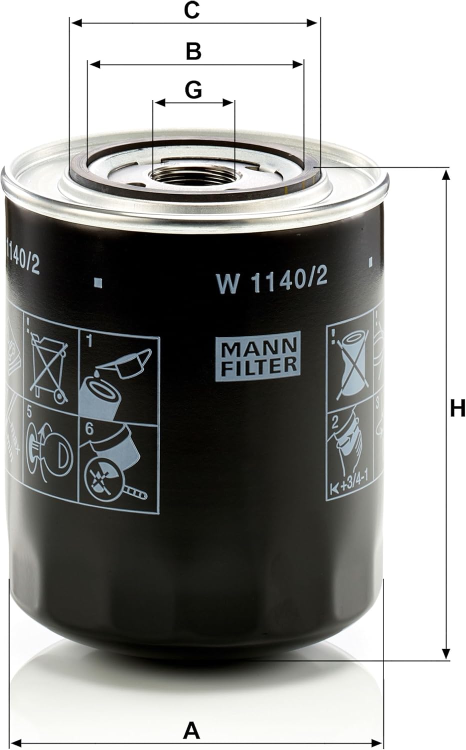 Mann Filter W1140/2 Spin-On Oil Filter