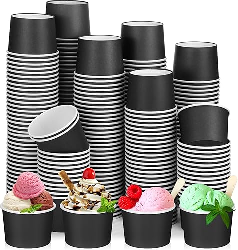 Nuenen 300 tazas de papel de 8 onzas para helado de San Valentín, vasos desechables de postre a granel, cuencos de postre de papel de color sólido