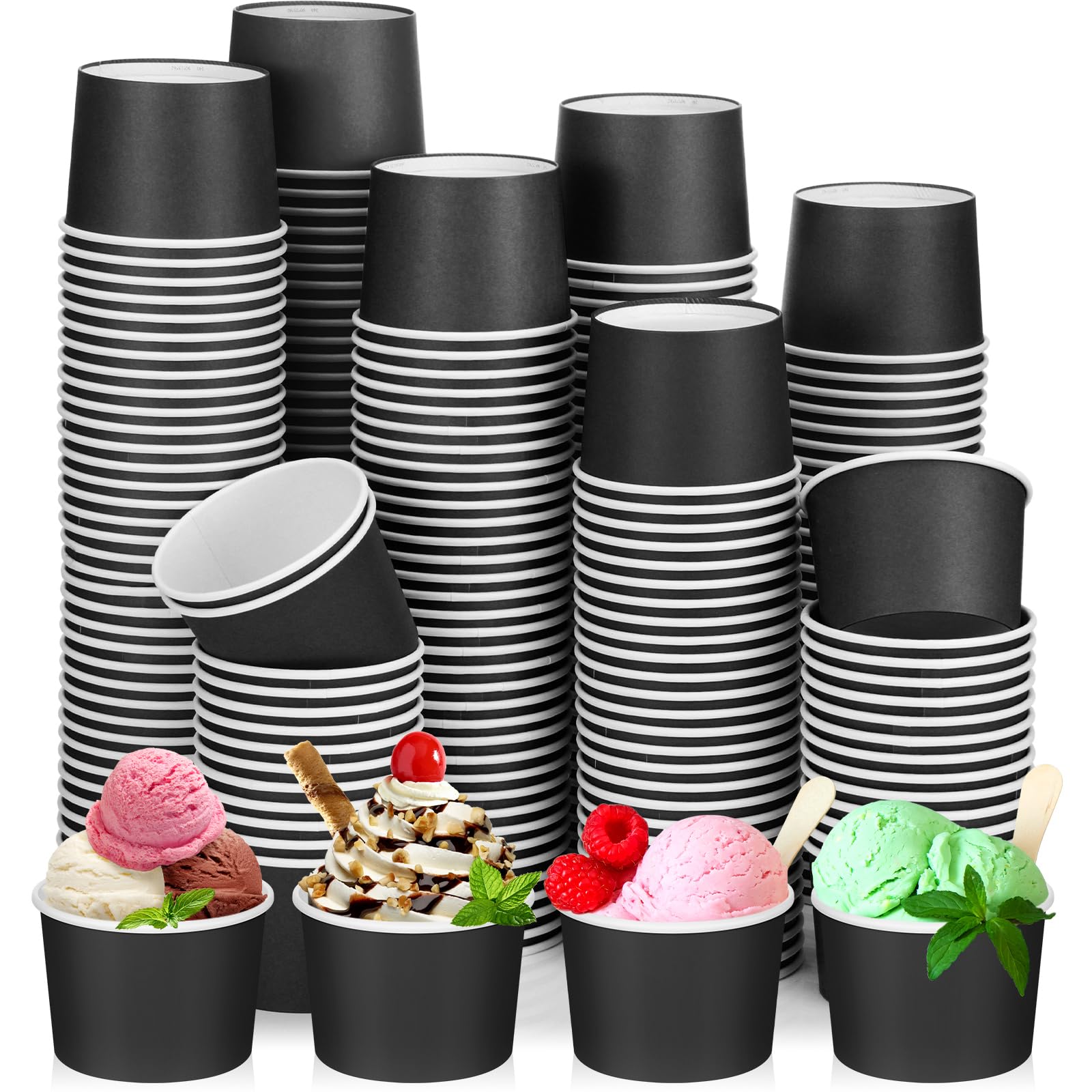 Nuenen 300 Pcs 8 oz Valentines Ice Cream Paper Cups Bulk Disposable Dessert Cups Solid Color Paper Dessert Bowls for Snack Sundae Party Favors Ice