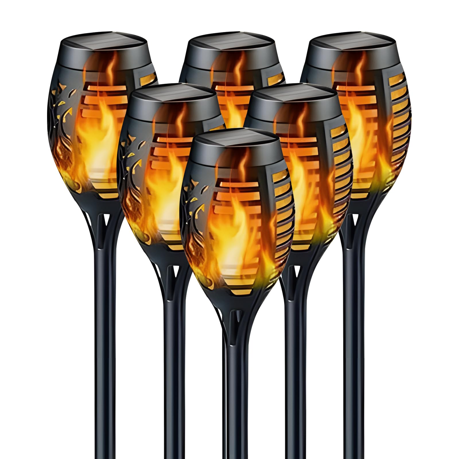 IGEAIIE Solar Lights Outdoor Garden, 6 Pack Flickering Flame Torch Lights, IP65 Waterproof Solar Powered Light Outdoor Lighting for Pathway, Patio, Lawn, Yard, Garden Decor
