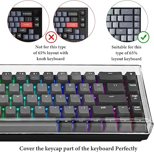 Miniatura 2 de Geekria Cubierta antipolvo para teclado 65%, cubierta de teclado acrílico transparente para teclado mecánico de computadora de 68 teclas, compatible