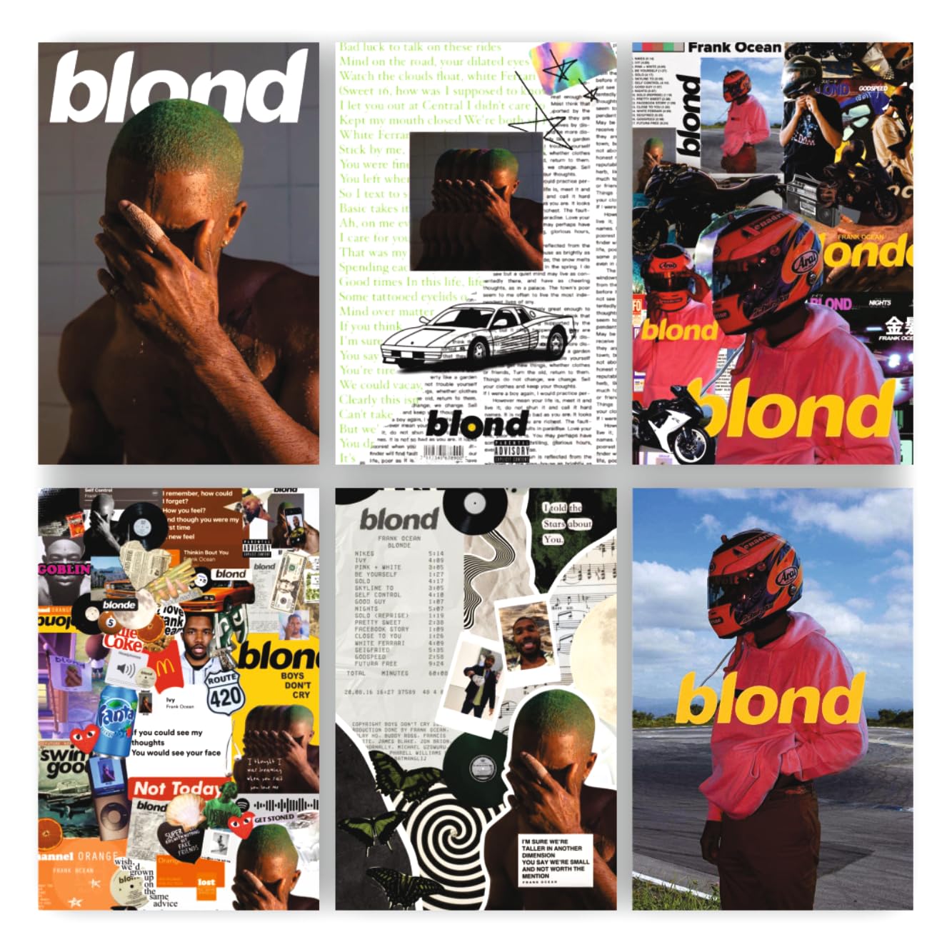 POSTER WALLAH Frank Ocean Poster for Home Office and Student Room Wall | Aesthetic Poster | Wall Decor (12x8 Inch) Set of 6 Pieces