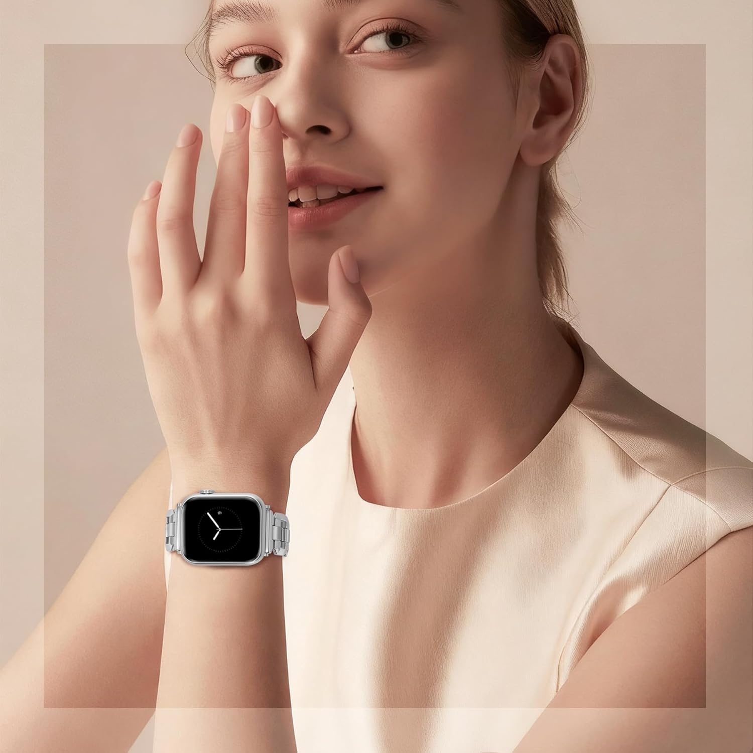 JR.DM Gold Watch Band for Women Compatible with Apple Watch 38mm 40mm 41mm 42mm 44mm 45mm 46mm 49mm Dainty Dressy Bracelet Designer Metal Chain Strap for iWatch Series 11/10/9/8/7/6/5/4/SE/3/2/1 Ultra - Image 9