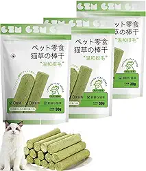 18 peças de palitos de grama para gatos, varas de mastigar grama de gatos, vareta molar de limpeza de dentes de gato para gatos em ambientes internos, para remoção de bolas de pelo