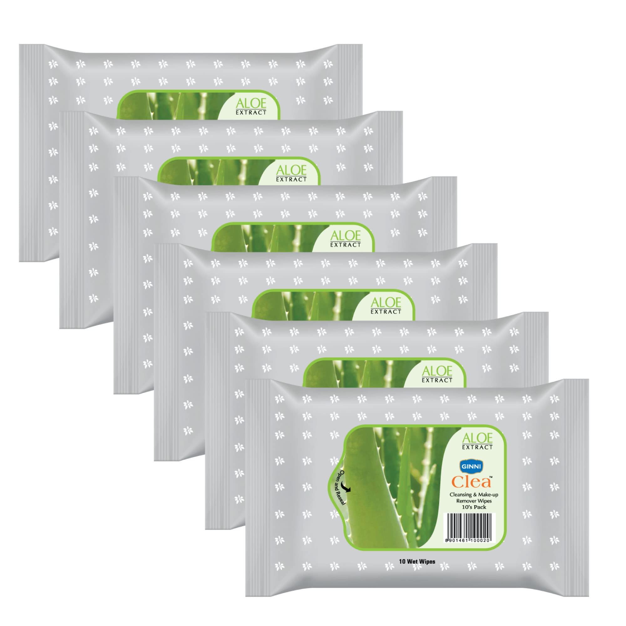 GINNI CLEA Wet Wipes, Cleansing & Makeup Remover Wipes, Wet Tissues for Face Moisturizing With Aloe Vera Touch (60 Wipes)