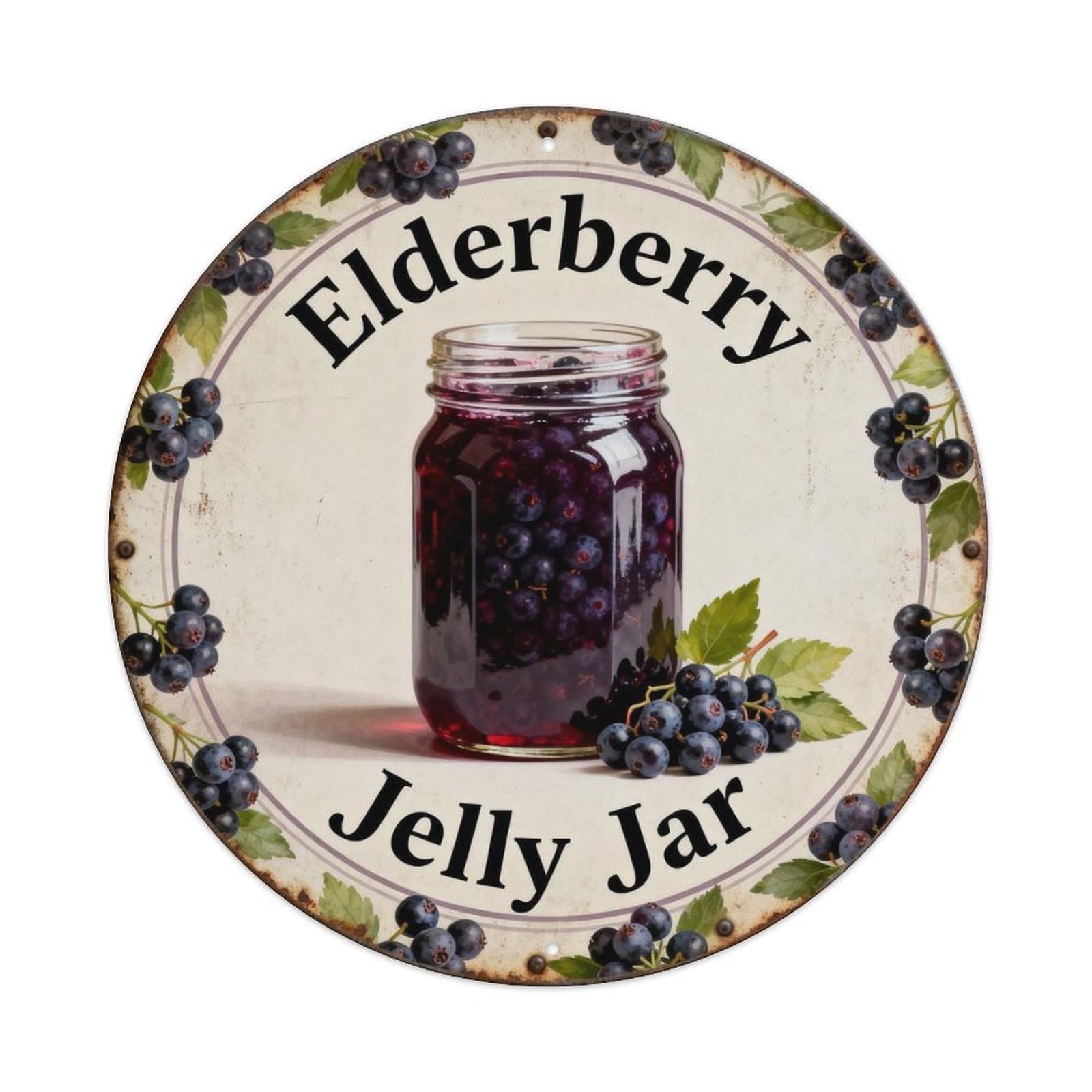 Elderberry Jelly Jar Metal Tin Sign Plaque