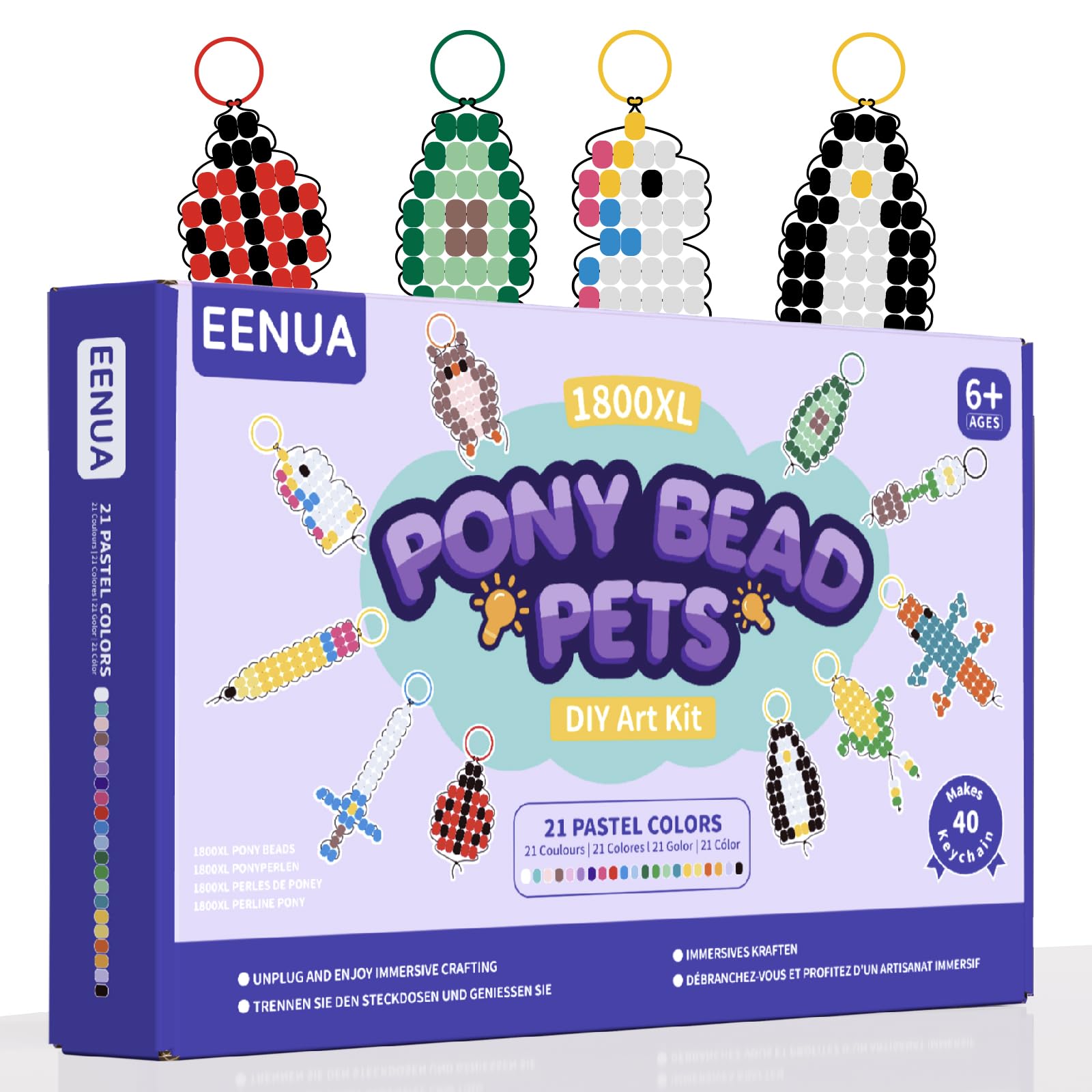 Eenua Pony Bead Pets Keychain Making Kit