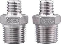 Vista 8 de Pezón hexagonal macho de 1/8 pulgadas NPT – Acero inoxidable 304 roscado para kit de preparación, aplicación de tubería casera (paquete de 5)