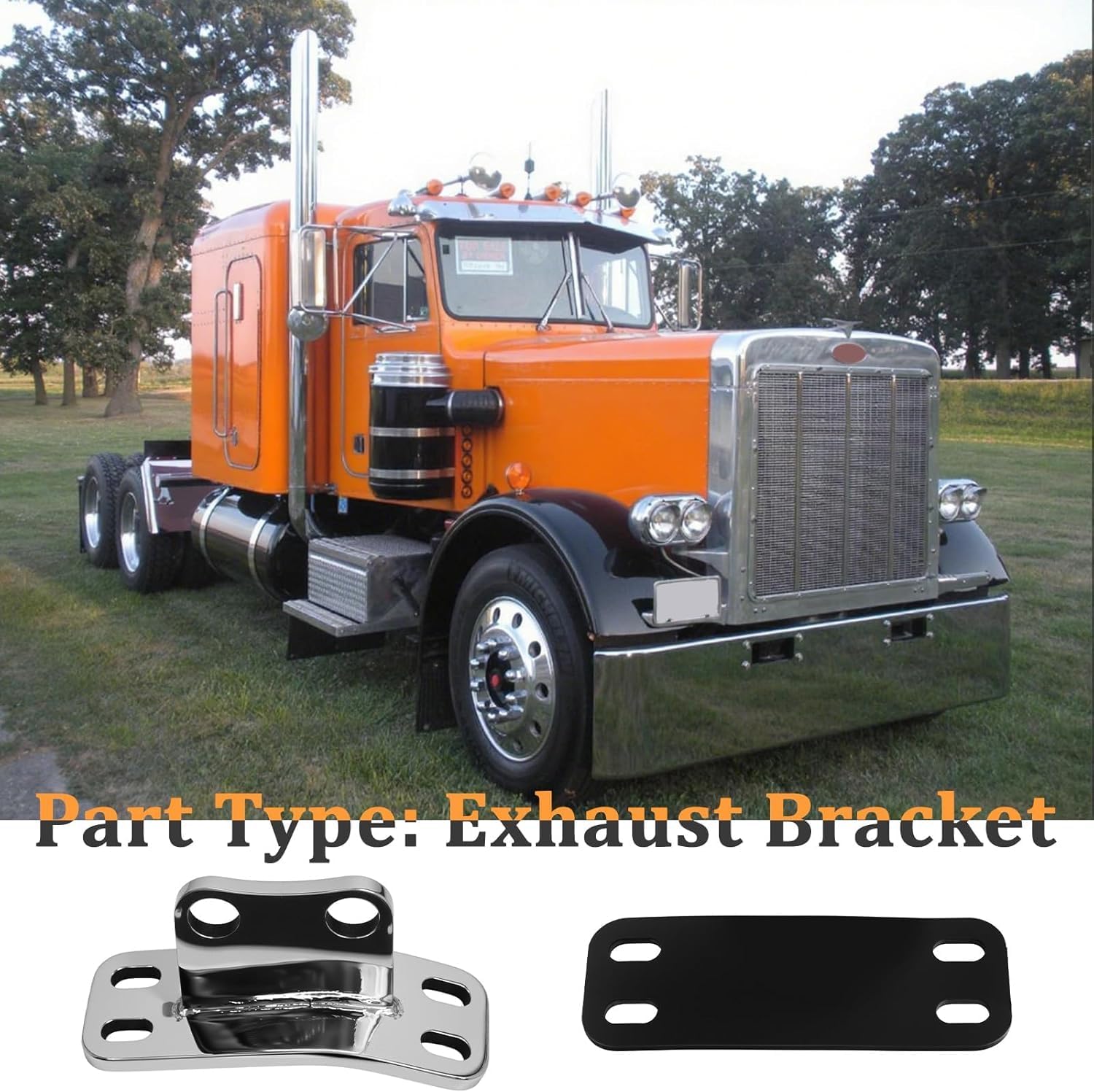 2 Pcs Stainless Steel Peterbilt Lower Cab Exhaust Stack Bracket 359 379 14-12998 21299