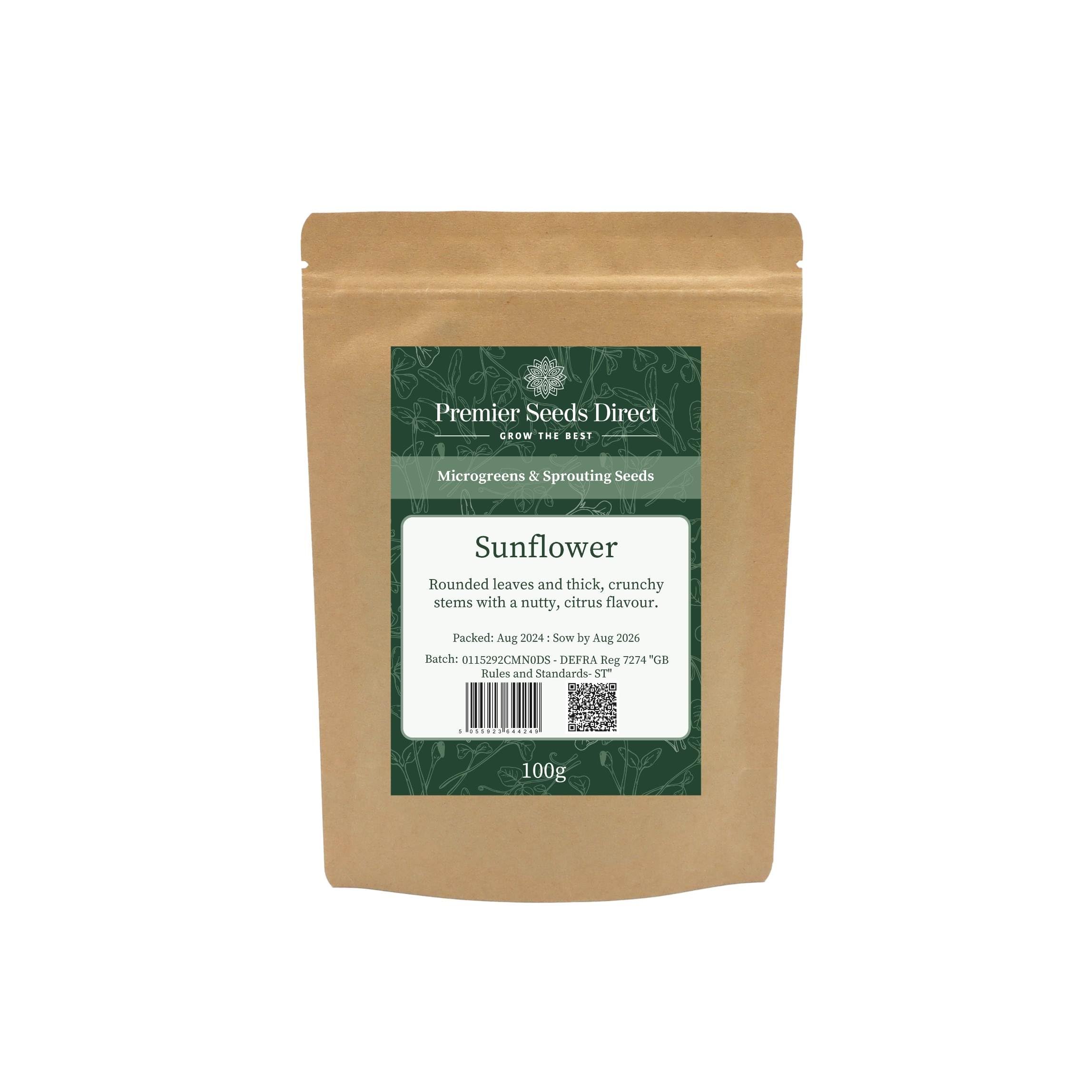 PREMIER SEEDS DIRECT - MICROGREEN Seeds - Sunflower (Small Black SEEDED) (250 Grams)