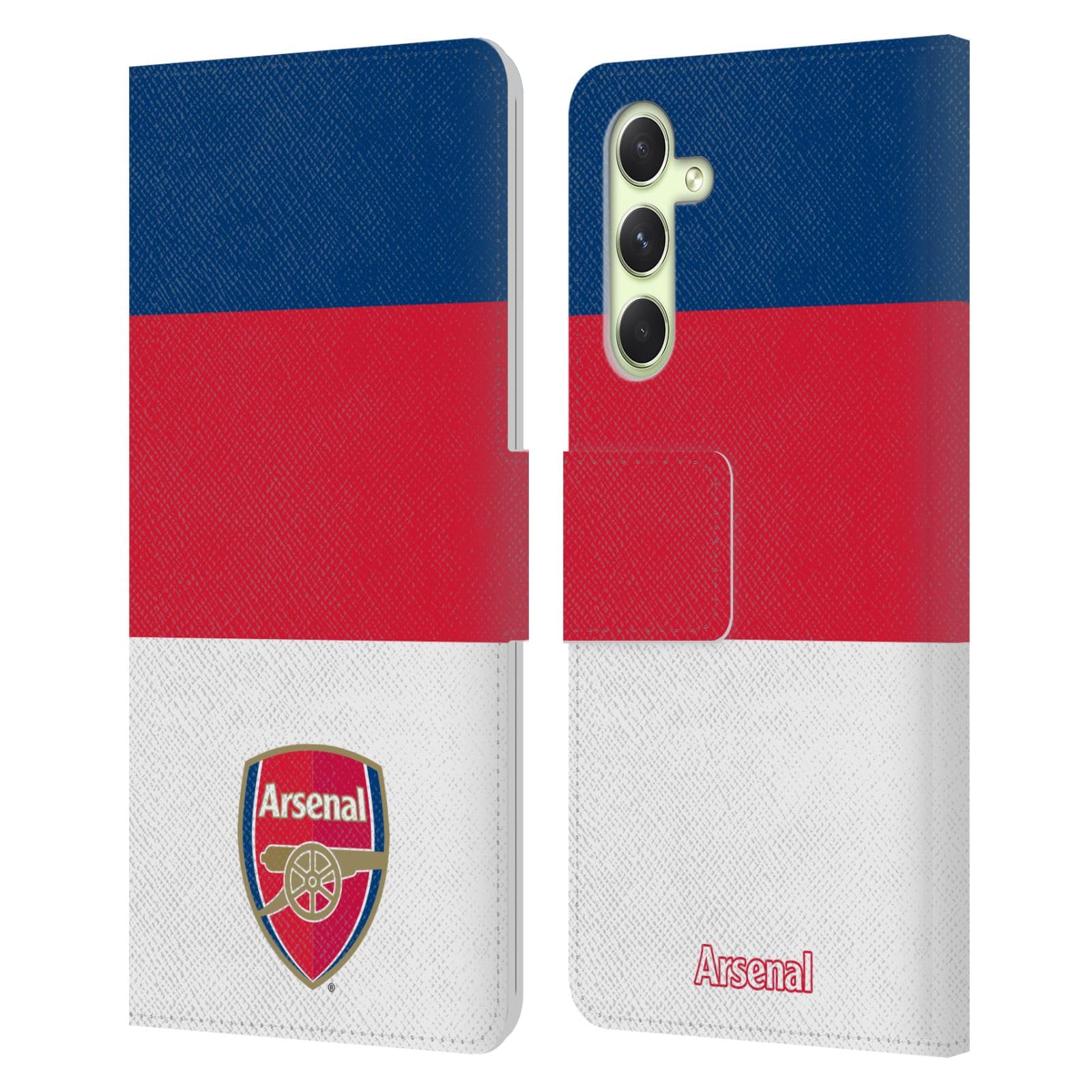 Head Case Designs Officially Licensed Arsenal FC Stripes 4 Crest 2 Leather Wallet Case Compatible With Samsung Galaxy A54 5G
