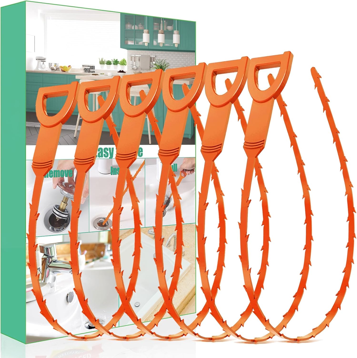 Drain Snake Hair Drain Clog Remover - 6 Pack Shower Sink Unclogger Tool