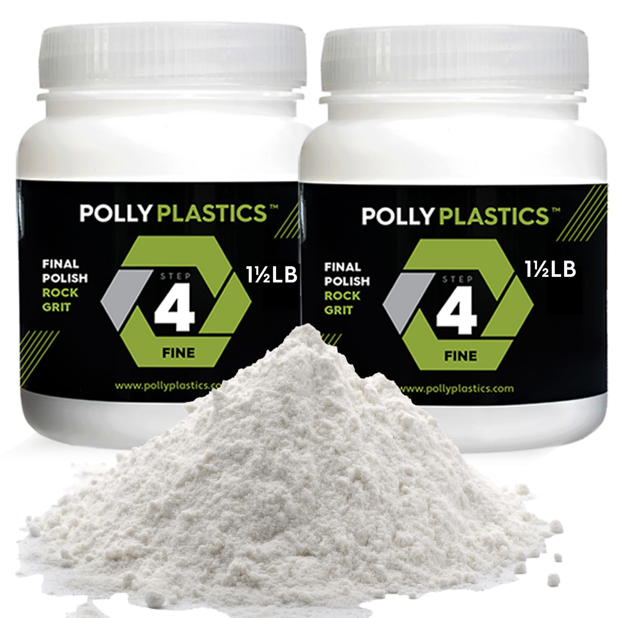 Polly Plastics Rock Tumbler Grit Refill, Final Polish 1200 Fine Aluminum Oxide, Stage 4 for Tumbling Stones (2 Pack) (3 lb.)