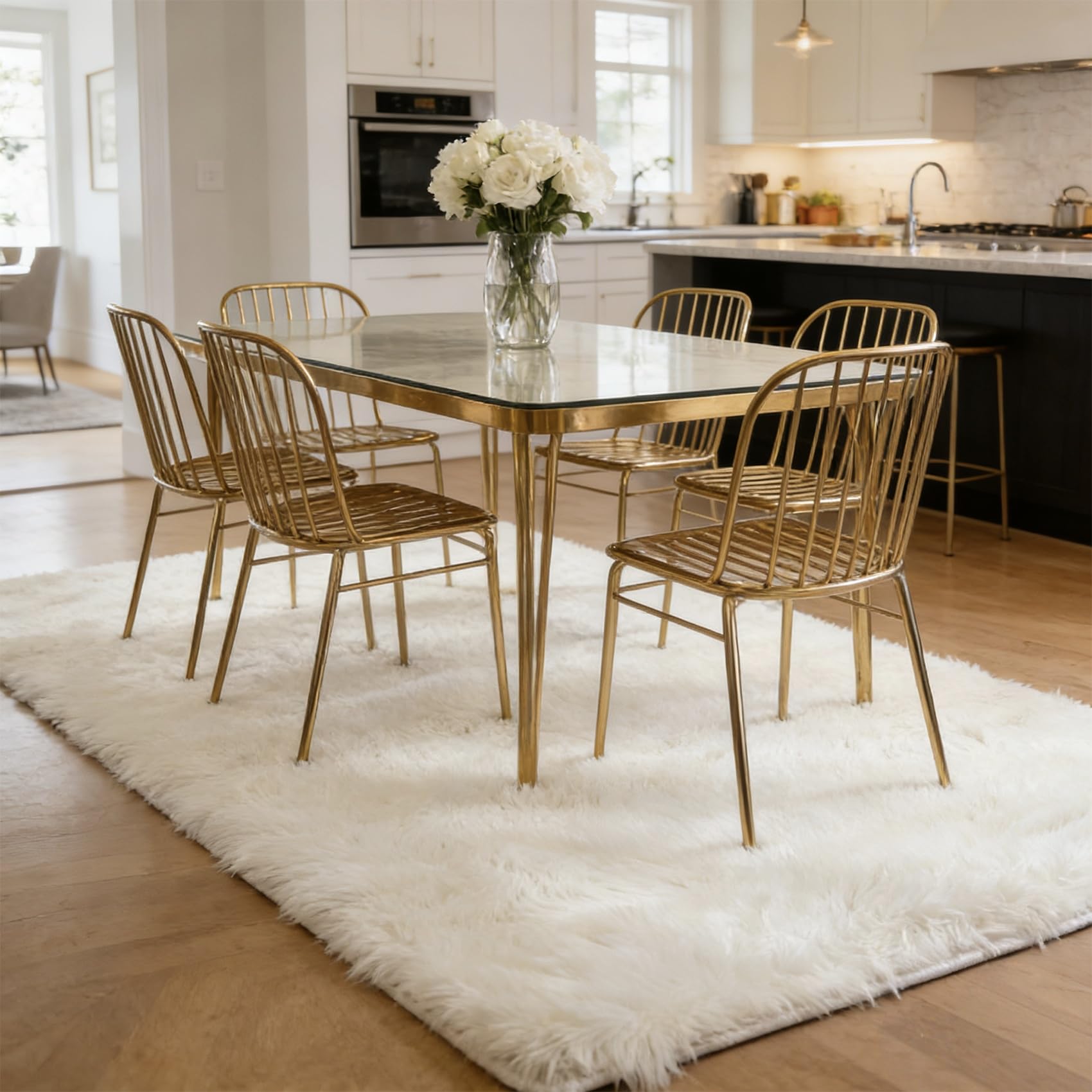Tapis de salon ultra doux et élégant grand format blanc pour décoration de maison