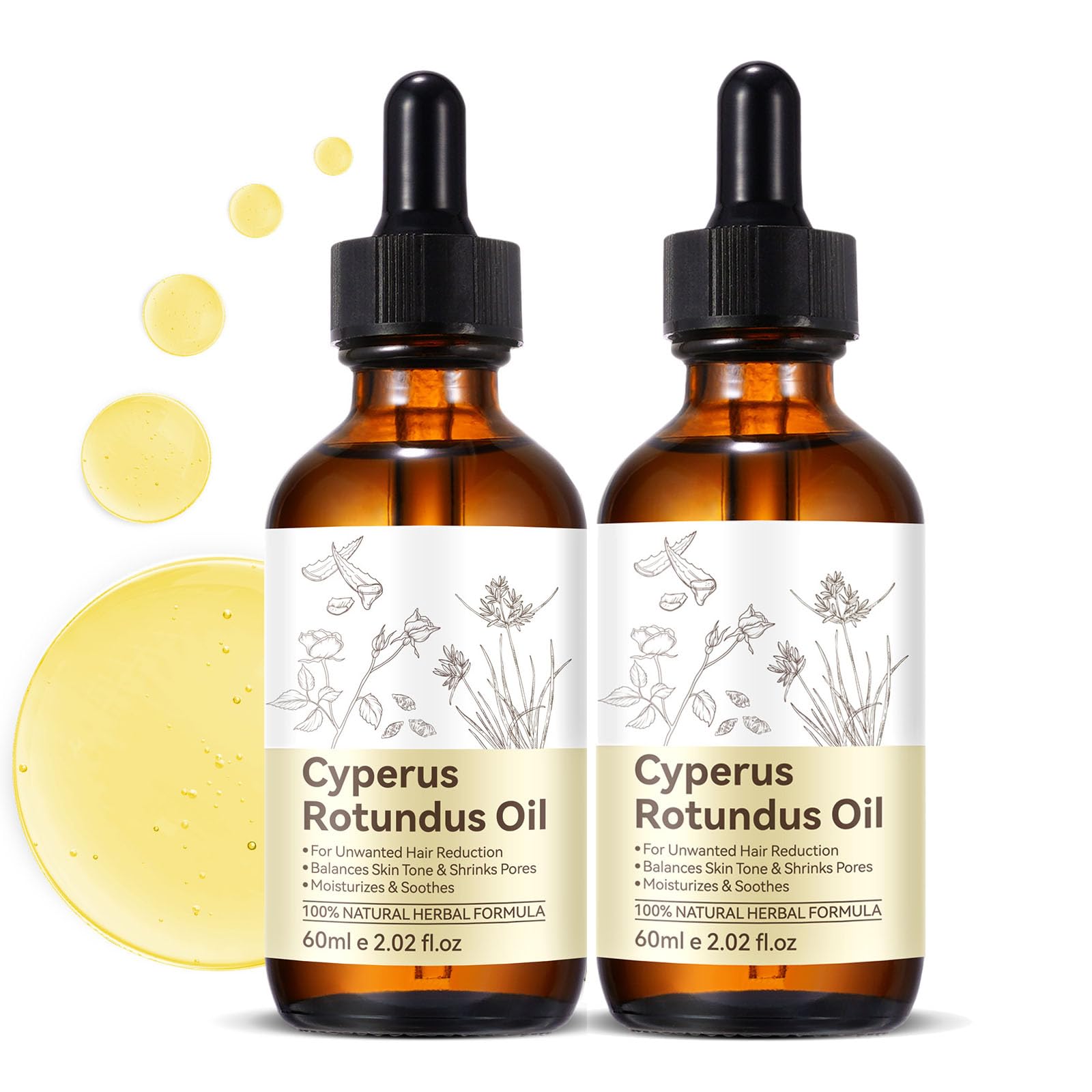Cyperus Rotundus Oil for Hair Removal 2 Pack, Reduces Unwanted Body Hair Growth