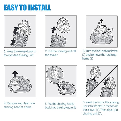 Miniatura 6 de Cabezales de repuesto HQ8 compatibles con la afeitadora Philips Norelco Aquatec, cuchillas HQ8 para afeitadoras Philips Norelco Aquatec para PT720