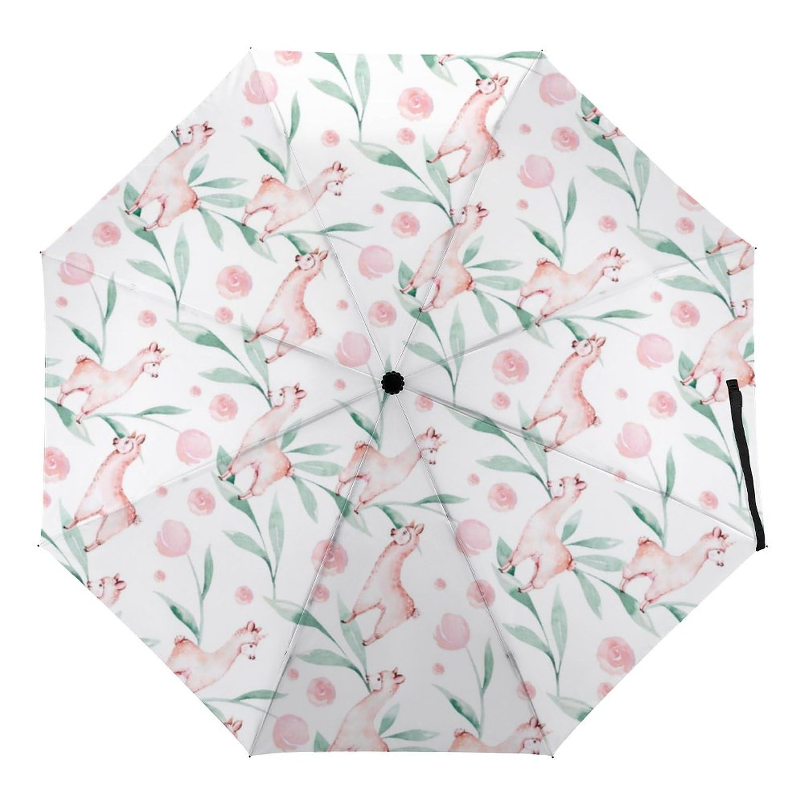 BAIKUTOUANQYLCute Llama Animal Folding Umbrella Compact Travel Umbrella Portable Umbrella for Men Women Rain Umbrellas