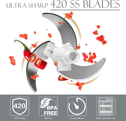 Miniatura 4 de Ourokhome Procesador Manual de Alimentos Picador de Verduras, Picador de Ajo Portátil de Tirar de Cuerda Manual Cortador de Cebolla para Verduras