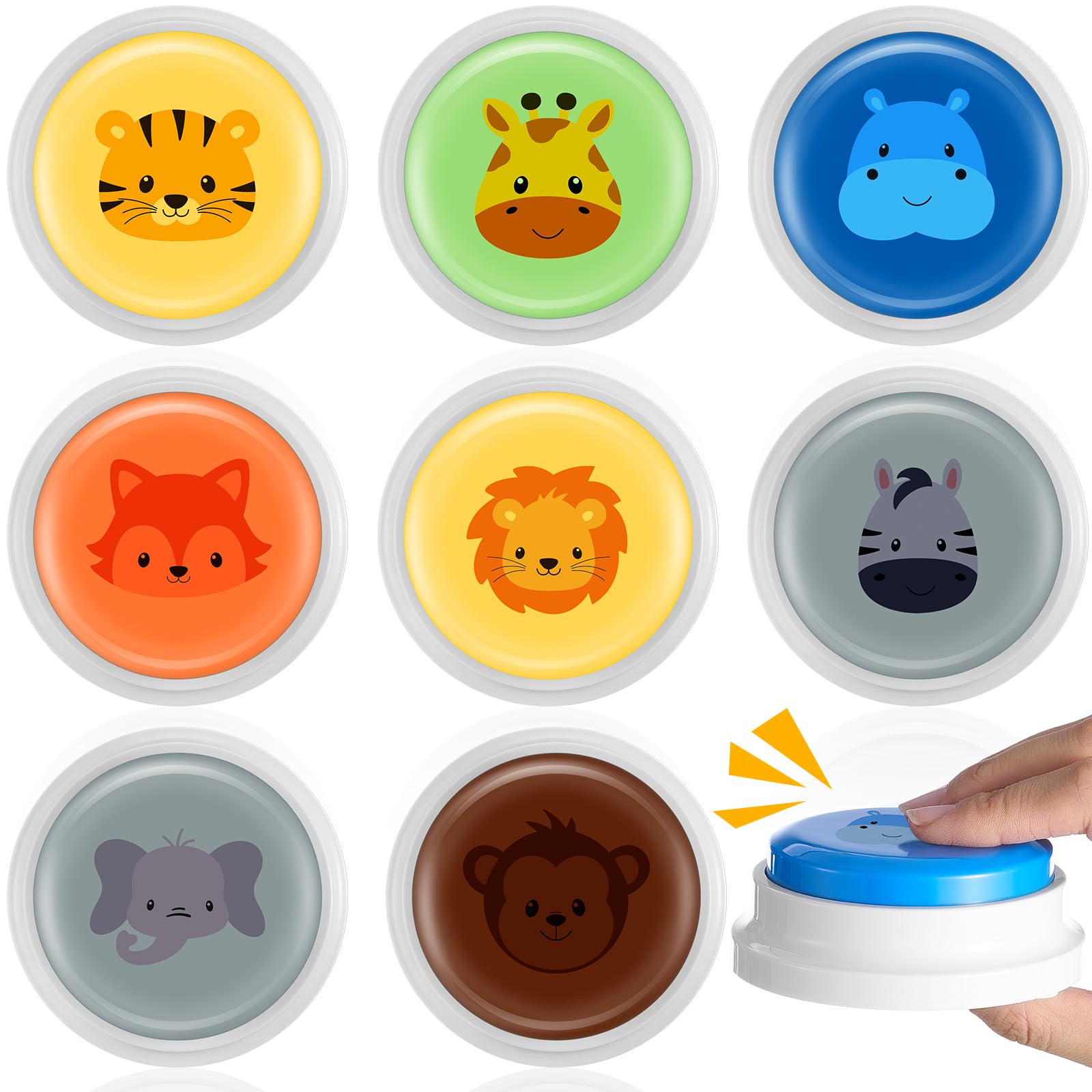 Syhood 8 Pcs Animal Sounds Buzzer for Trivia, Jungle Style