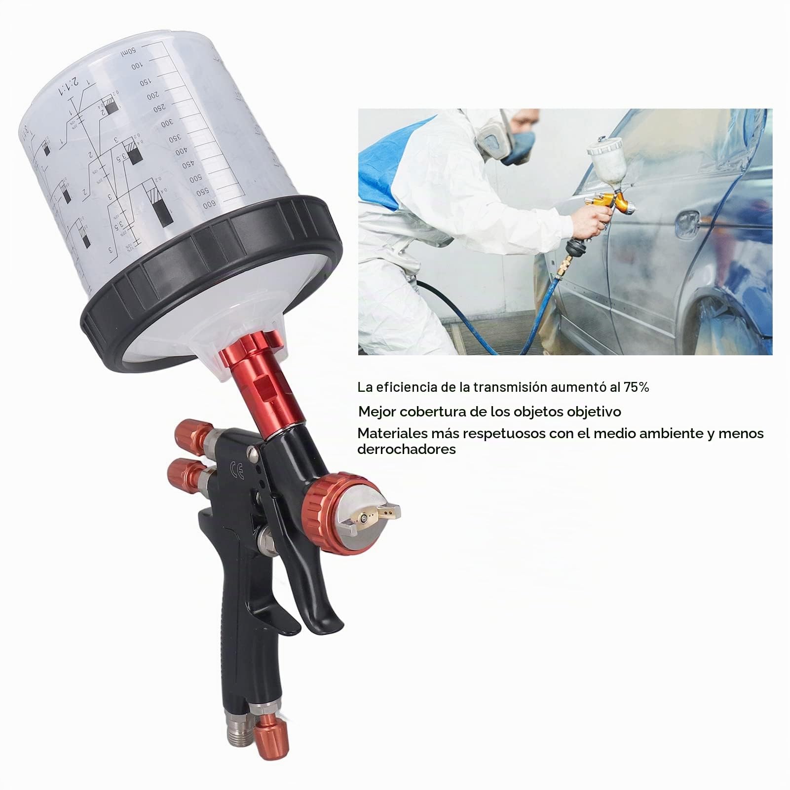 Pistola Pulverizadora, Pistola Pulverizadora De Pintura, Pistola Pulverizadora Profesional De Amplitud Ajustable Con Cuerpo De Aleación De Aluminio Y Cabezal De Acero Inoxidable Para Pintura De Precis
