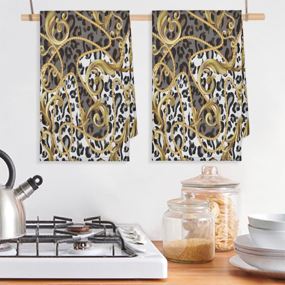 Juego De 4 Toallas De Cocina, Diseño De Leopardo, Suave, Absorbente, Para El Hogar, Cocina, Catering, Restaurante, 45 X 72 Cm