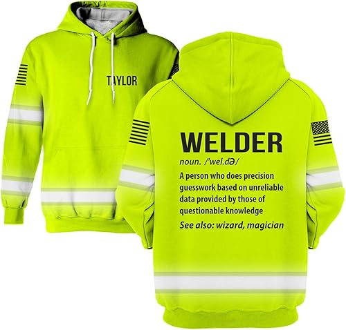 Definición de trabajo Camisassudaderas con capucha de alta visibilidad - Camisetas de seguridad reflectantes con nombre personalizado Hi Vis Funny