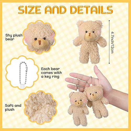 Miniatura 9 de Sosation 100 piezas de mini oso a granel de 4.7 pulgadas, llavero de oso pequeño oso de peluche, regalo para llavero de bricolaje, baby shower,